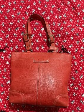 Coach Orange Pebbled Leather Tote